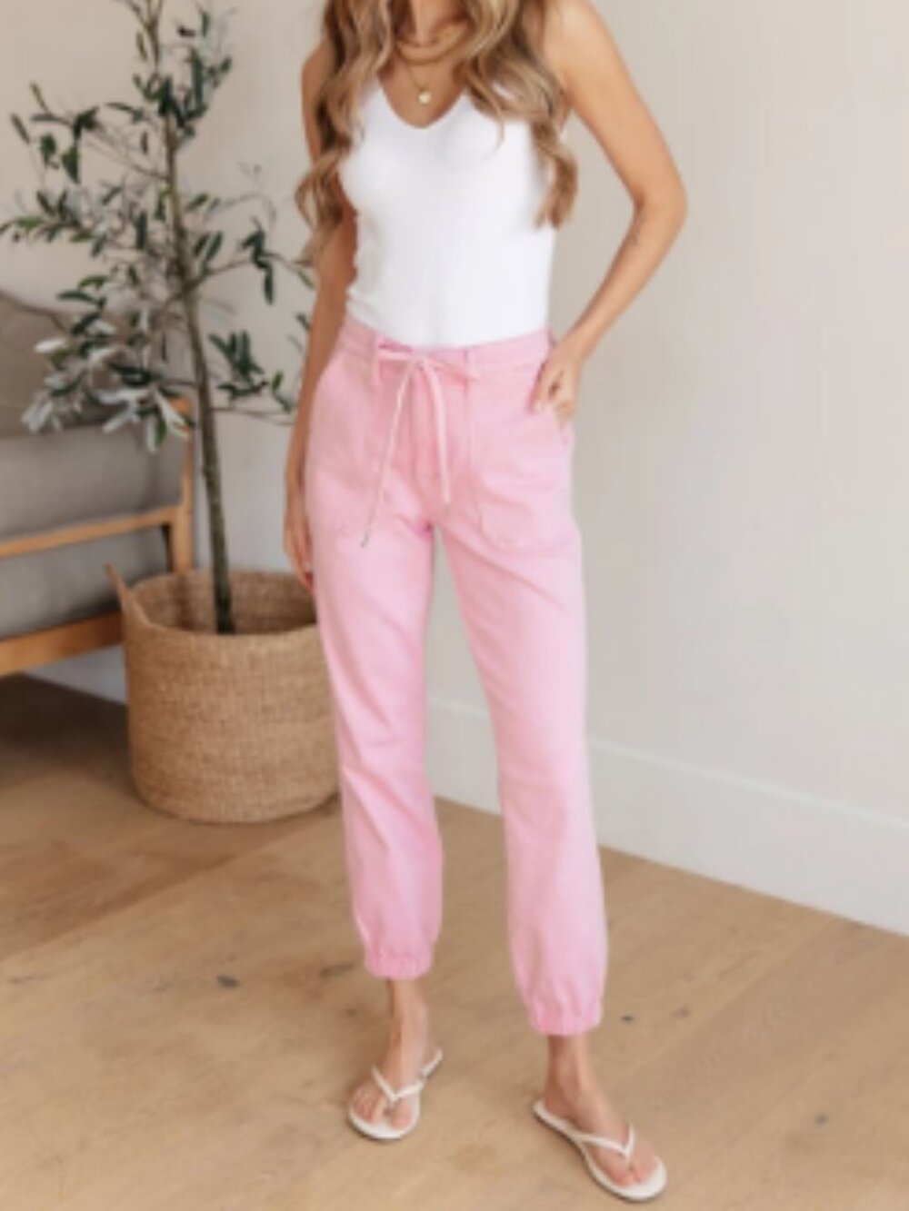 JUDY BLUE High Rise Garment Dyed Pink Casual Denim Joggers 25W Barbiecore